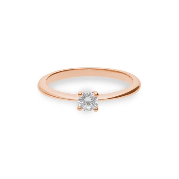 Solitärring Rosegold 750/18 kt. mit Diamant 0,25 ct. H SI, 4 Griff – Bild 3