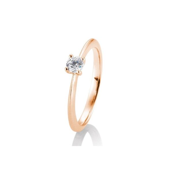 Bague solitaire or rose 750/18 ct. avec diamant 0.25 ct H SI, 4 griffes