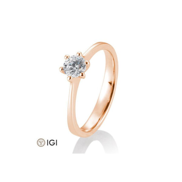 0,50 ct. H Si Bague solitaire or rose 750/18 ct. avec diamant, 6 griffes