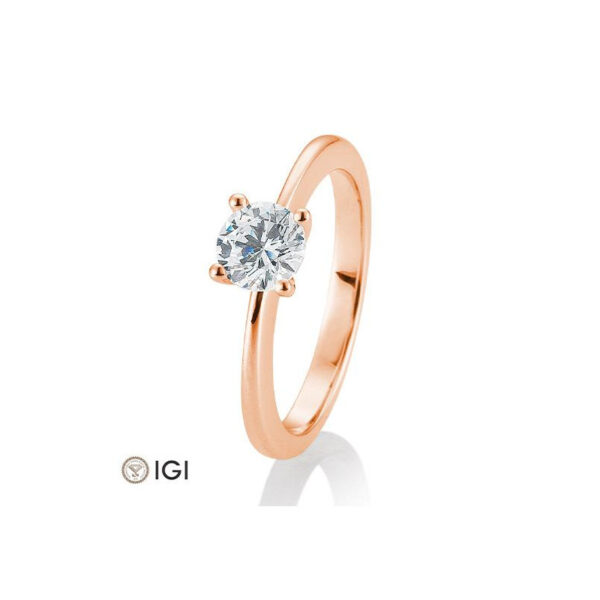0.80 ct. H Si Solitärring Rotgold 750/18 kt. mit Diamant, 4 Krappen