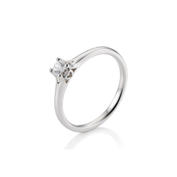 0,10 ct. H Si Solitärring Platin 950 mit Diamant, 4 Krappen, Herzdekor