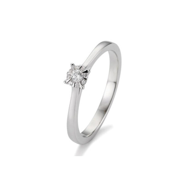 Solitärring Platin 950 mit Diamanten, insgesamt 0,104 ct. H SI, (Illusion 0.25 ct.)