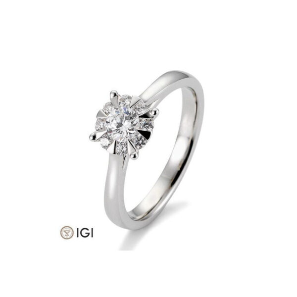 Solitärring Platin 950 mit Diamanten, insgesamt 0,53 ct. H Si, (Illusion 1.50ct)
