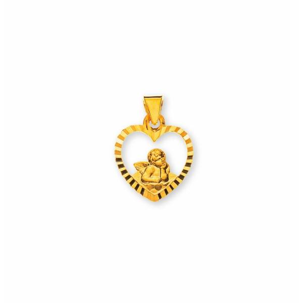 Pendentif coeur ange or jaune 750, GOLD Collection.