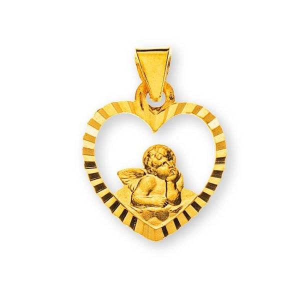 Pendentif cœur Ange en or jaune 750, GOLD Collection.