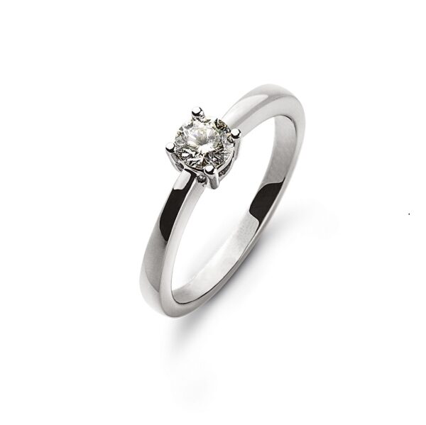 0,25 ct. Solitärring Weißgold 750/18 kt. 4 Krappen Diamant H SI