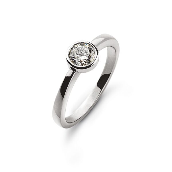 0,25 ct. Solitärring  Weißgold 750/18 kt. Zargenfassung Diamant H SI