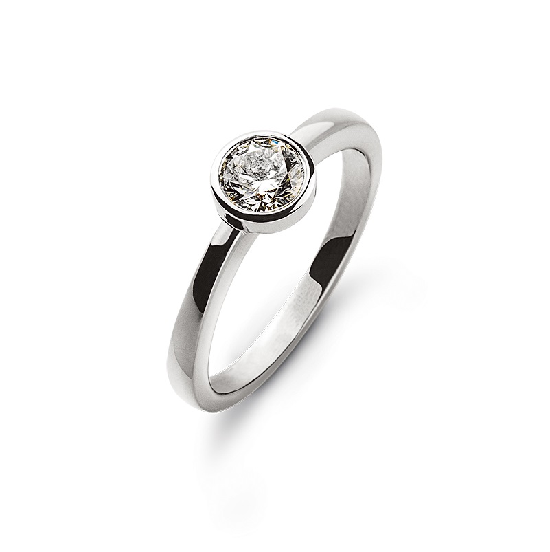 0,25 ct. Solitärring Weißgold 750/18 kt. Zargenfassung Diamant H SI