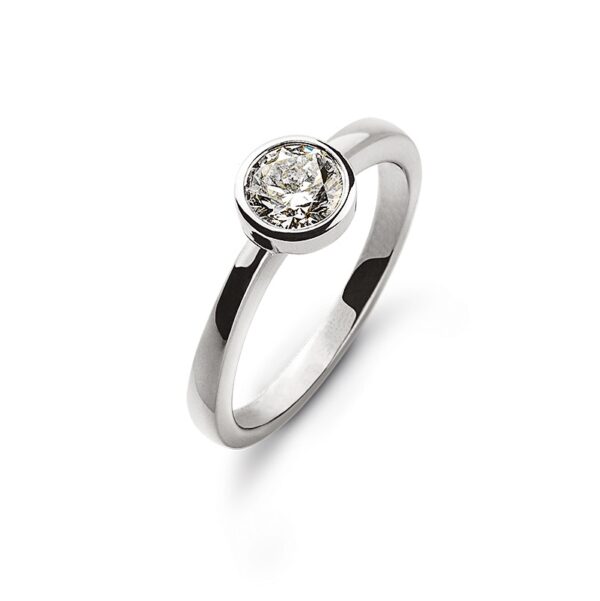 0,33 ct. Solitärring Weißgold 750/18 kt. Zargenfassung mit Diamant H SI