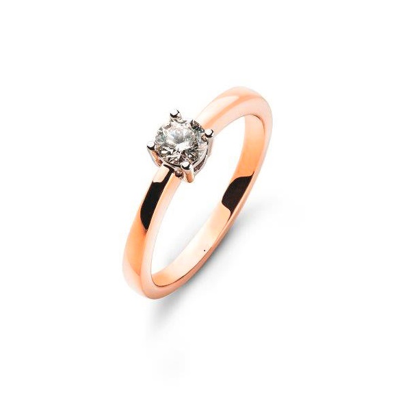 0.20 ct.H Si Bague solitaire 4 griffes or rose 750/18 ct. avec diamant