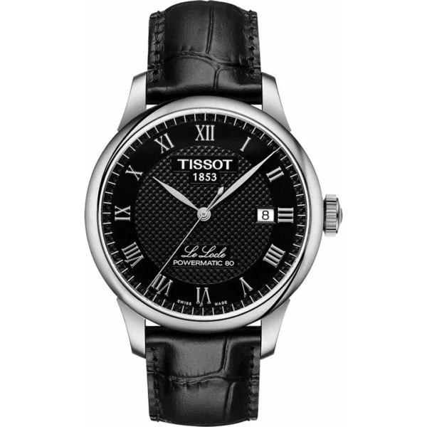 Montre Tissot Le Locle noire avec bracelet en cuir