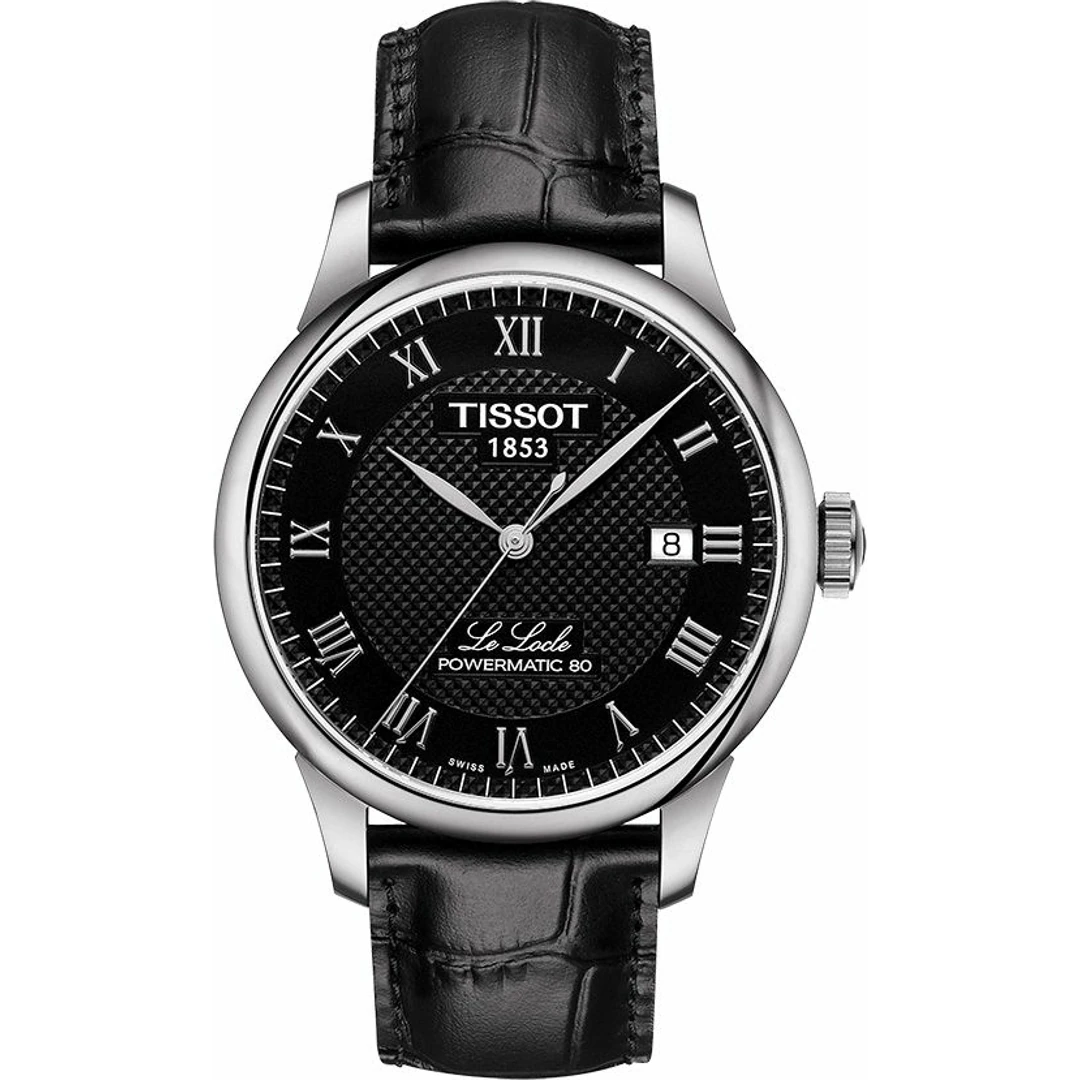 Montre Tissot Le Locle noire avec bracelet en cuir