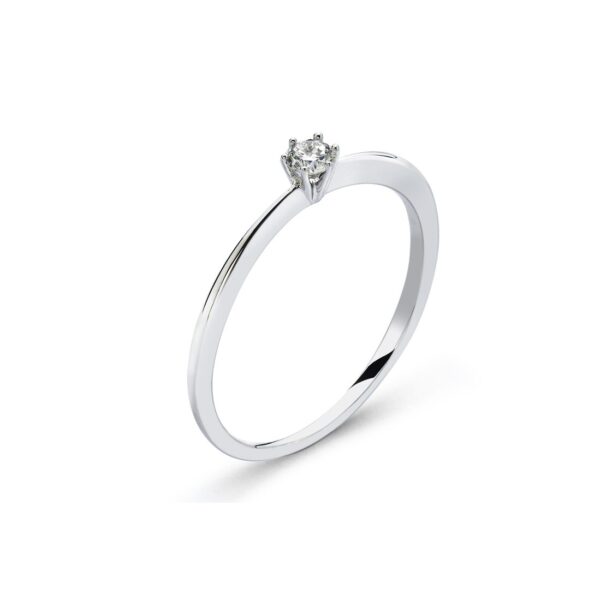 Bague solitaire en or blanc avec diamant rond