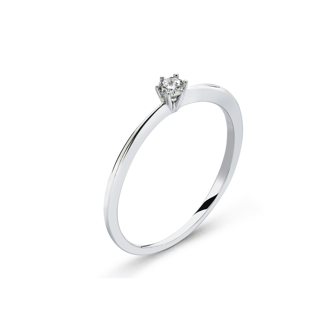 Bague solitaire en or blanc avec diamant rond