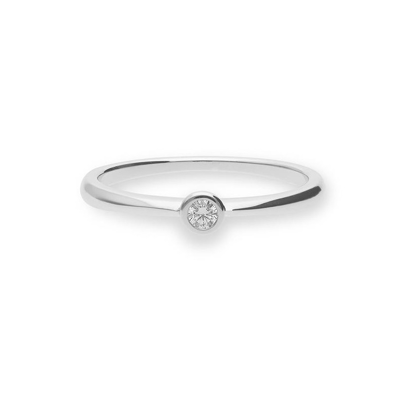 0,05 Ct. H Si Diamant Bague solitaire or blanc 750/18 ct. – Image 3
