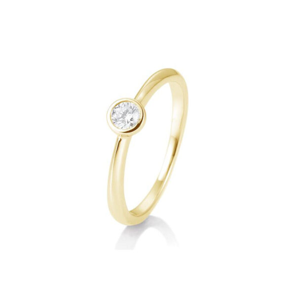0,15 Ct. H SI Diamant Bague solitaire or jaune 750-18 ct-serti clos