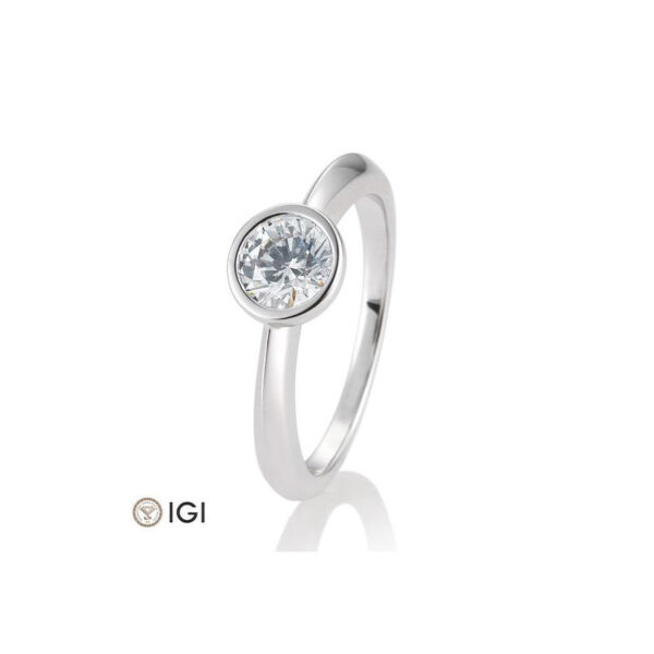 Bague solitaire en or blanc avec diamant rond