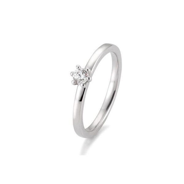 0,15 ct. H SI Diamant Solitärring 750/18 Kt Weißgold 6 Griff