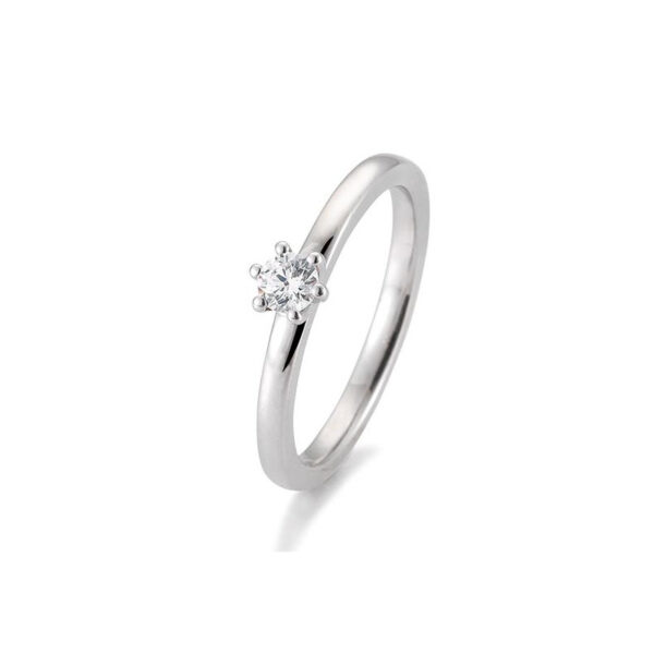 0,20 ct. H SI Diamant Bague solitaire or blanc 750/18 ct. 6 griffes
