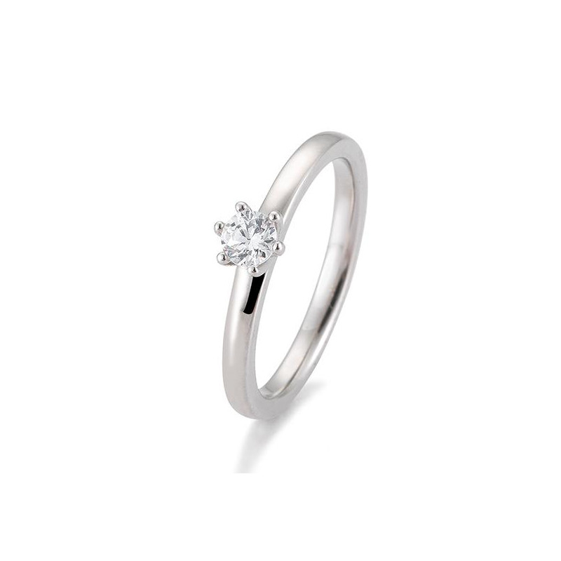 0,25 ct. H SI Diamant Bague solitaire or blanc 750/18 ct. 6 griffes