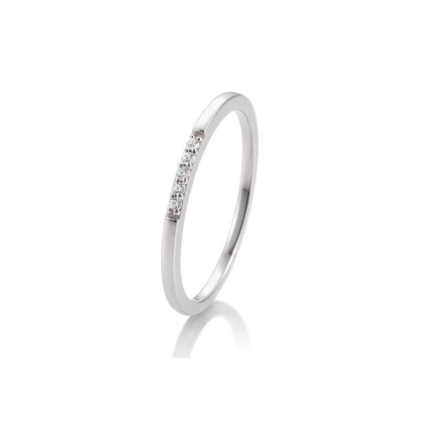 Bague mémoire or blanc 750/18 ct. avec diamants serti griffes 0,038 ct.