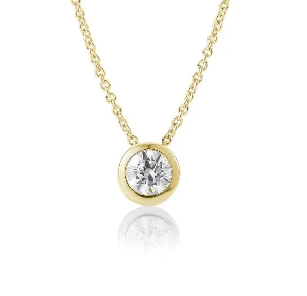 Anhänger Diamant Gelbgold 750/18 ct, Zargenfassung, 0,25 ct. H SI (ohne Kette)