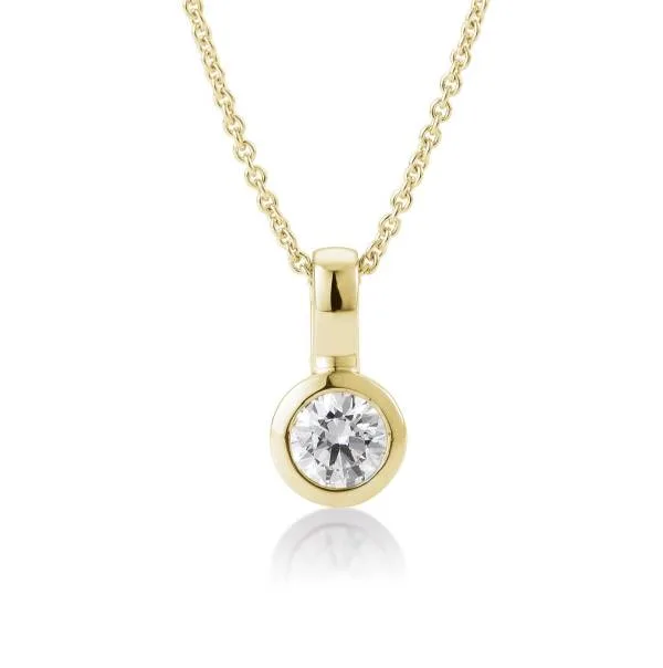 Diamantanhänger, Gelbgold 750/18 ct. ,in Zargenfassung mit Widder 0,25 ct. H SI (ohne Kette)