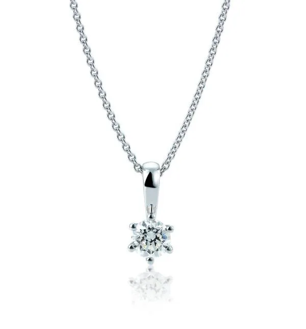 Diamantanhänger, Weißgold 750/18 ct, 6 Krappen, 0,25 ct. H SI (ohne Kette)