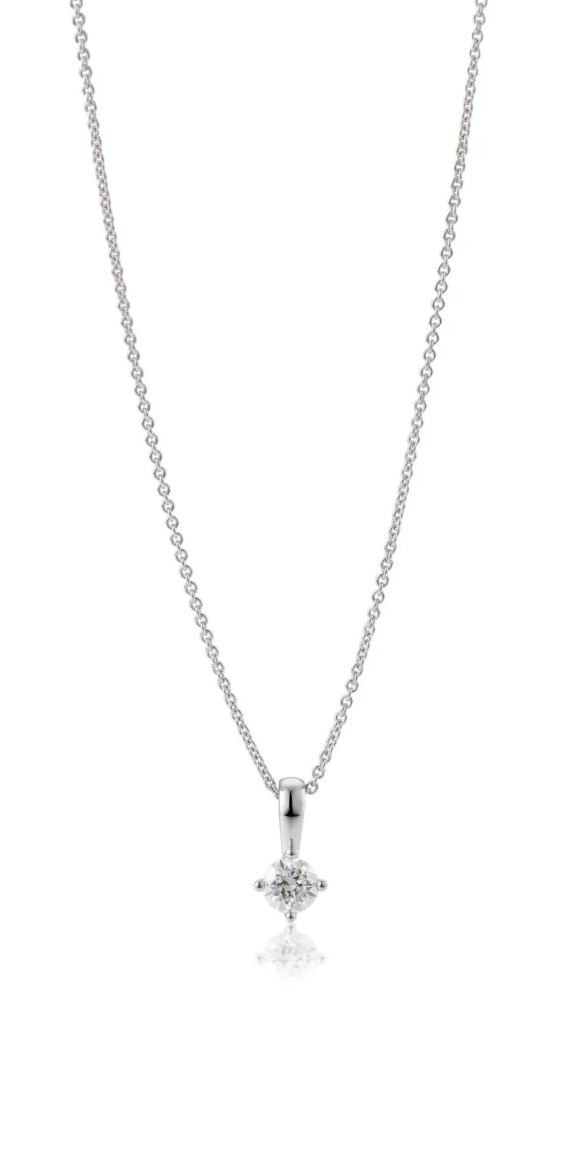 Diamantanhänger, Weißgold 750/18 ct. 4 Krappen, 0,10 ct. H SI (ohne Kette)