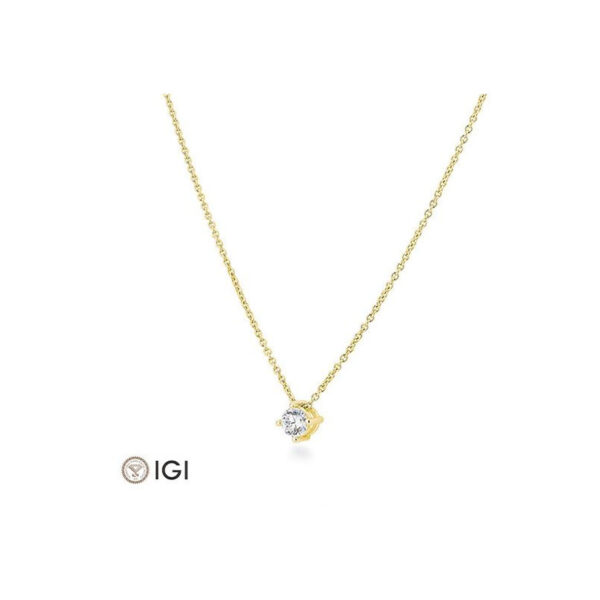 Collier en or avec pendentif diamant solitaire