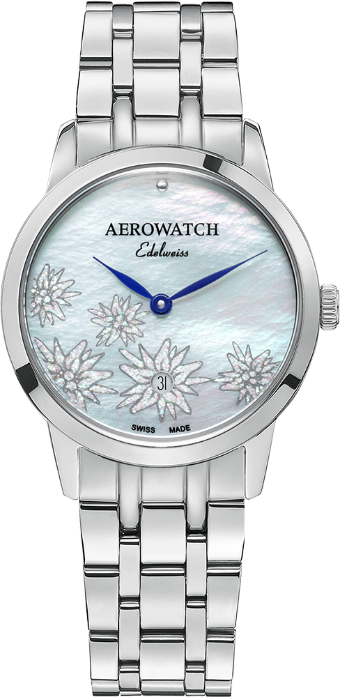 Aerowatch Les Grandes Classiques Quartz, Edelweiss, bracelet acier