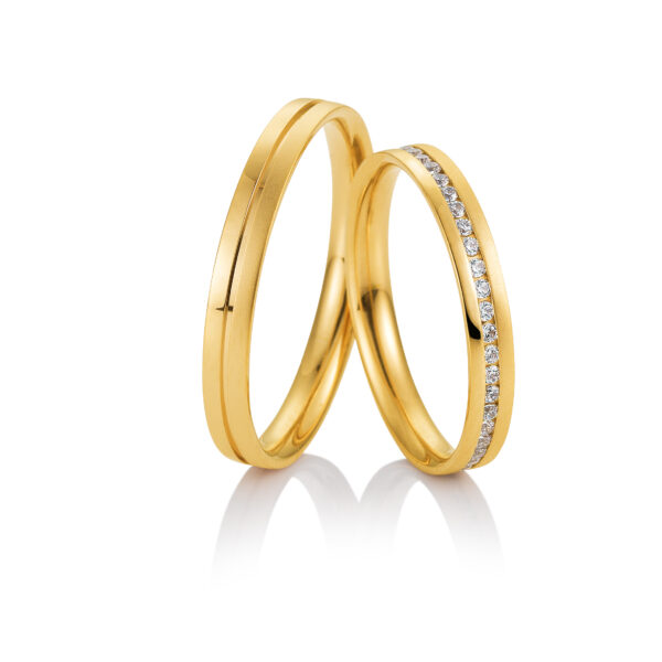 Alliances de mariage Breuning or jaune avec diamant lediamant.ch