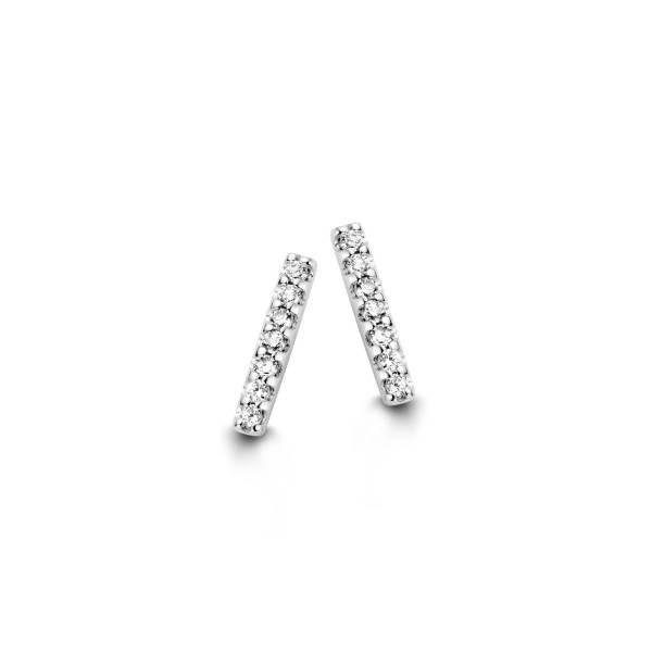 Clous d'oreilles Ischia Basics or blanc 750/18 ct., 14 Diamants taille brillant 0.07 ct.