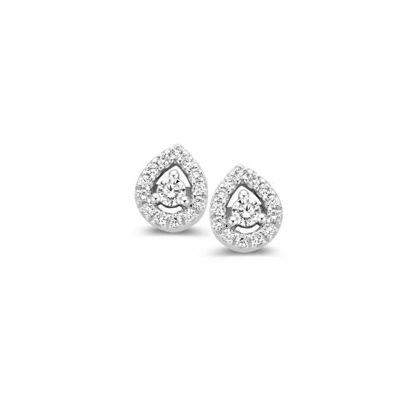 Clous d'oreilles Salina or blanc 750/18 ct., 26 Diamants taille brillant 0.10 ct., 2 Diamants taille brillant 0.09 ct.
