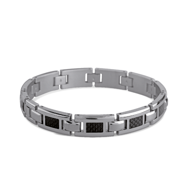 ROCHET - Bracelet MERCURY, acier et carbone, 21.5 cm