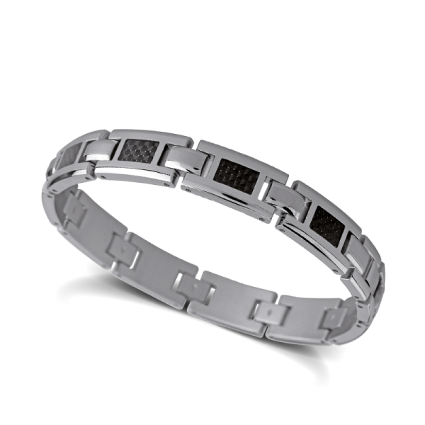 ROCHET - Bracelet MERCURY, acier et carbone, 21.5 cm