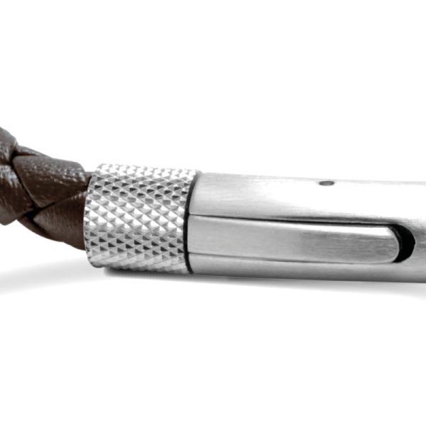 ROCHET - Armband DRIVER, braunes Leder und gebürsteter Stahl