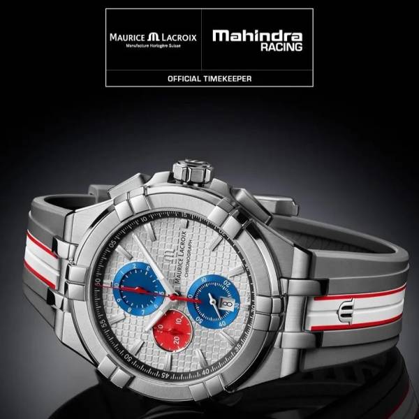 Maurice Lacroix AIKON Quartz Chronograph Spéciale Mahindra Racing 44mm, Titane, bracelet en caoutchouc