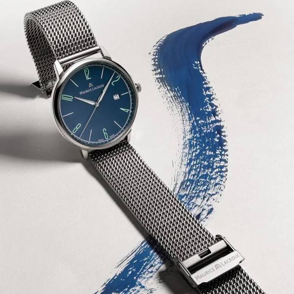 Maurice Lacroix ELIROS Date 40mm- 25th Anniversary, cadran bleu, bracelet en acier + bracelet en cuir bleu