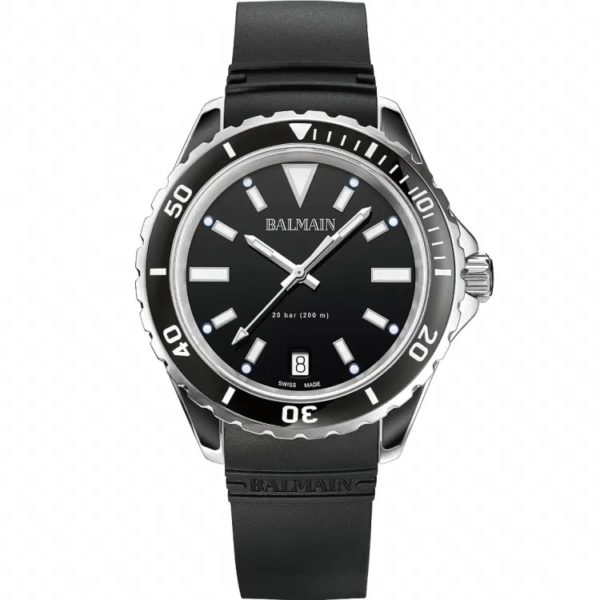 Montre Balmain Ophrys, cadran noir, bracelet caoutchouc