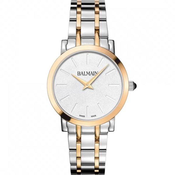 Montre Balmain Laelia cadran argent, bracelet bicolore jaune.