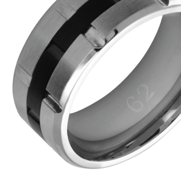 ROCHET - Ring FACTORY, zweifarbig, Edelstahl mit schwarzem PVD-Dekor