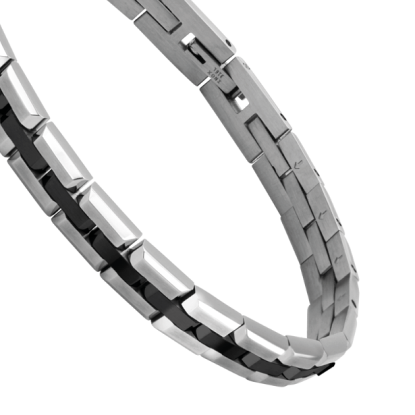 ROCHET - Armband FACTORY Polierter Stahl und PVD Schwarz 7mm, 21cm