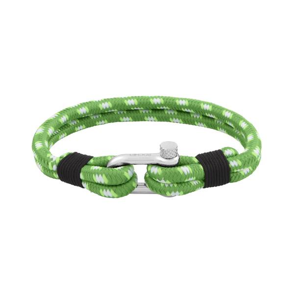 ROCHET - Bracelet WINCH, coton vert et blanc, acier
