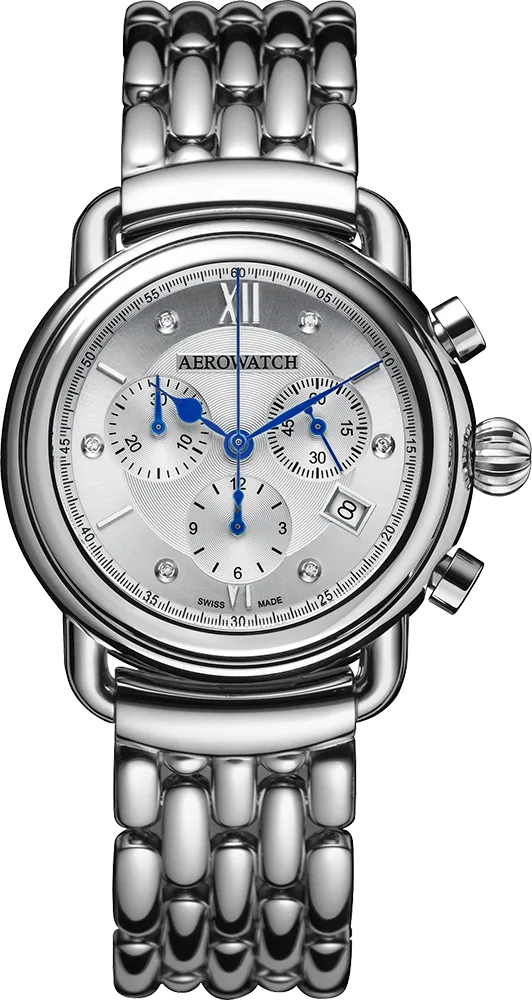 Aerowatch 1942 Chrono Quarz Silver 42mm Stahlband