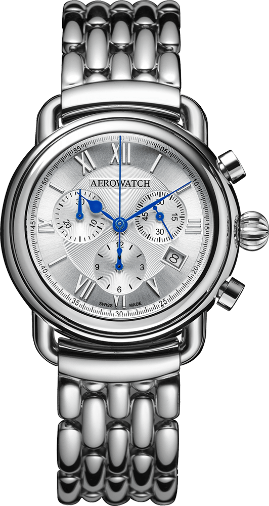 Aérowatch 1942, chrono quartz, bracelet acier 42mm