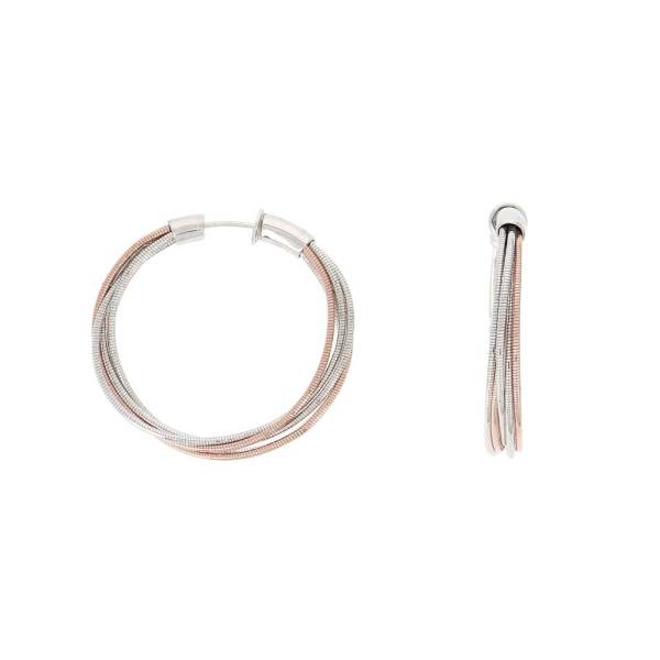 Boucles d'oreilles créoles Pesavento DNA Spring en argent 925, bicolore plaquée or rose