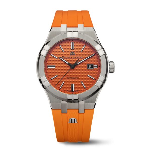 Montre Maurice Lacroix AIKON, cadran orange, bracelet caoutchouc