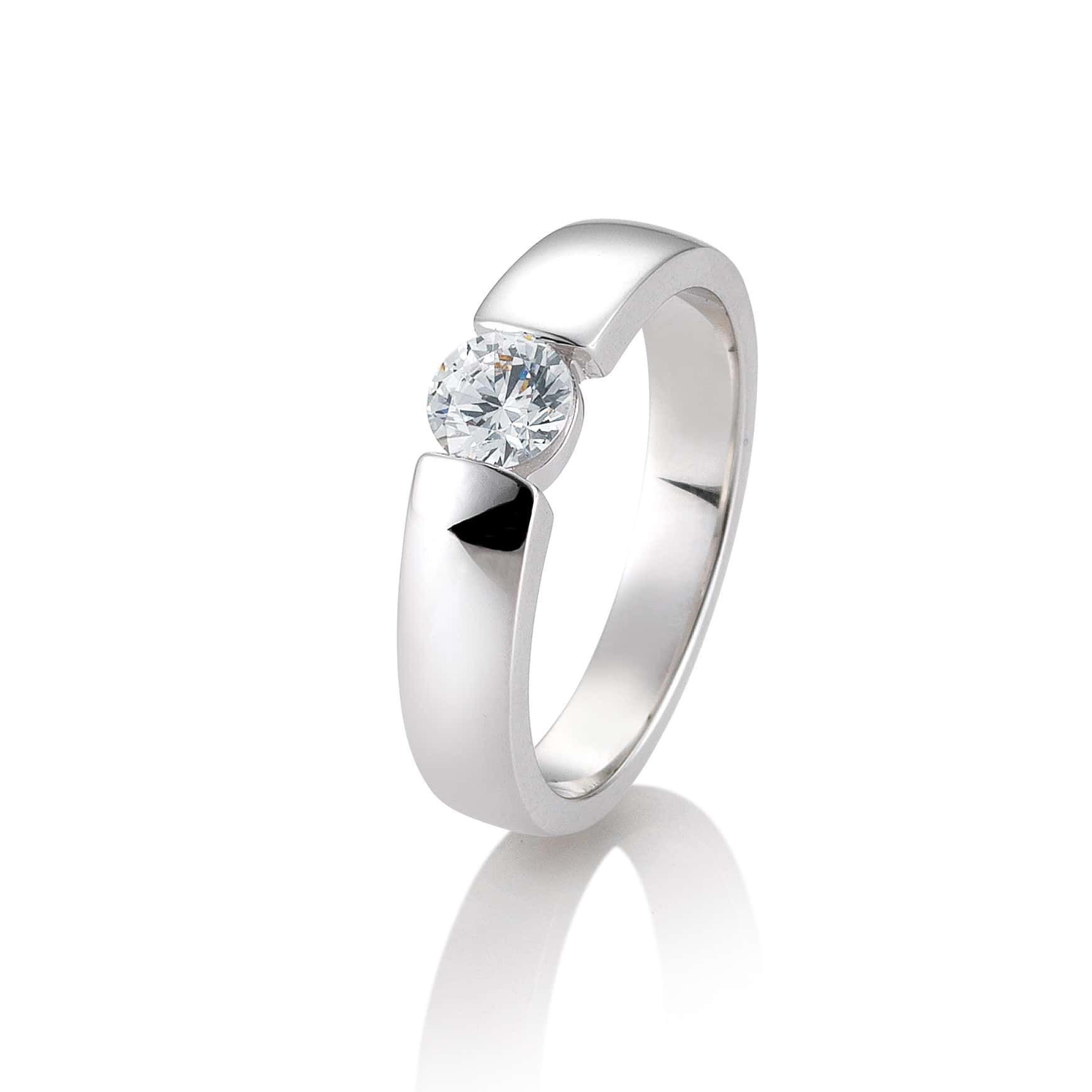 Bague solitaire sertissage "Tension"