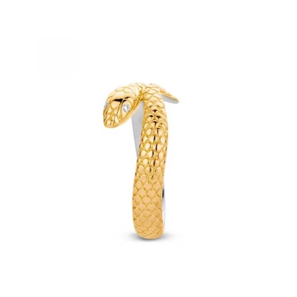 Bracelet serpent doré avec diamants.